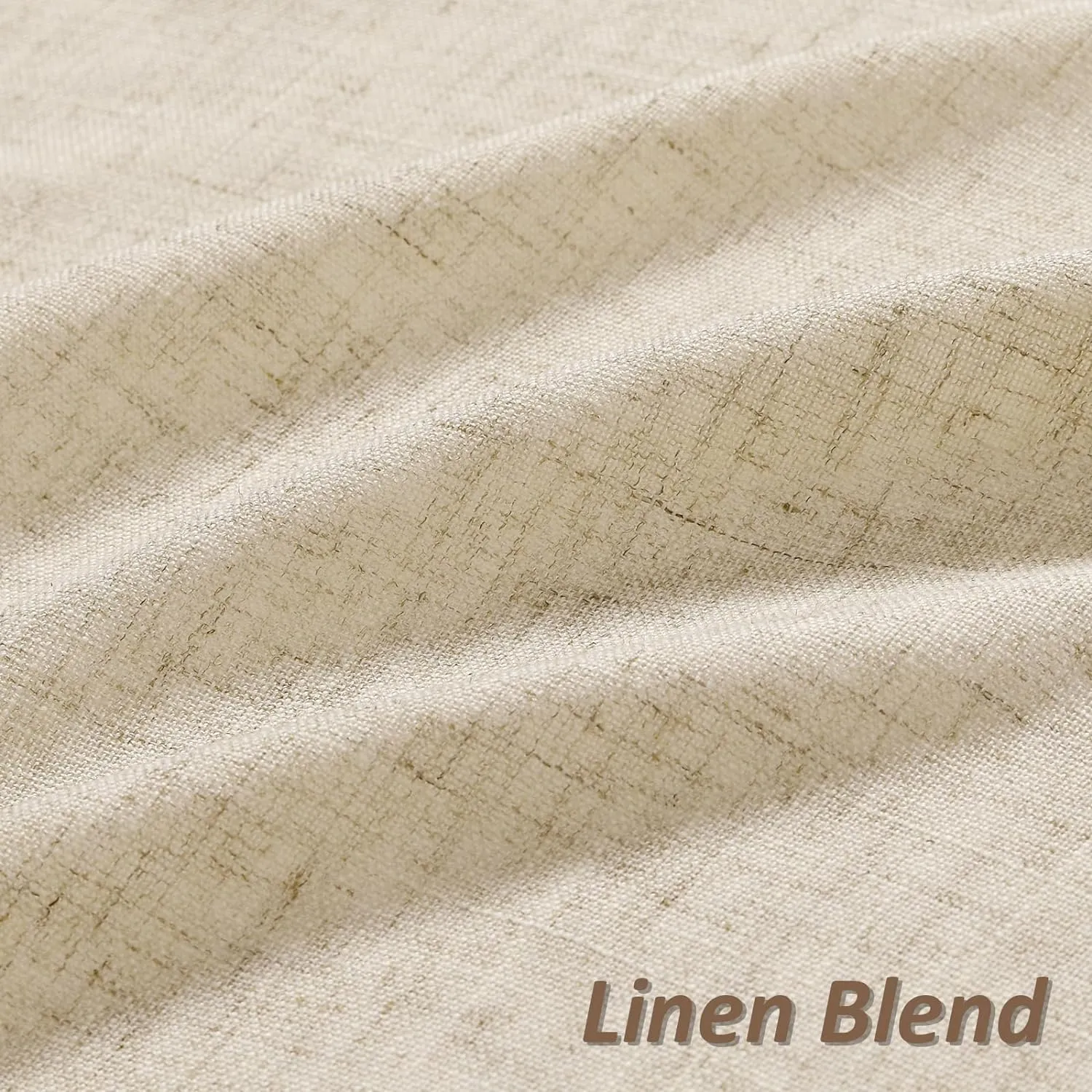 Guken Linen Curtains 96 Inch Length for Living Room Bedroom 2 Panels Set Rod Pocket Light Filtering Semi Sheer Window Curtains 52 Inch Width Boho Farmhouse Drapes Flax Beige Linen, W52xL96