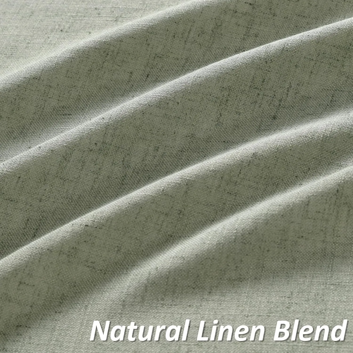 Guken Sage Green Linen Curtains 84 Inch Length for Living Room Bedroom 2 Panels Set Rod Pocket Light Filtering Semi Sheer Window Curtains 52 Inch Width Boho Farmhouse Linen Drapes, W52xL84