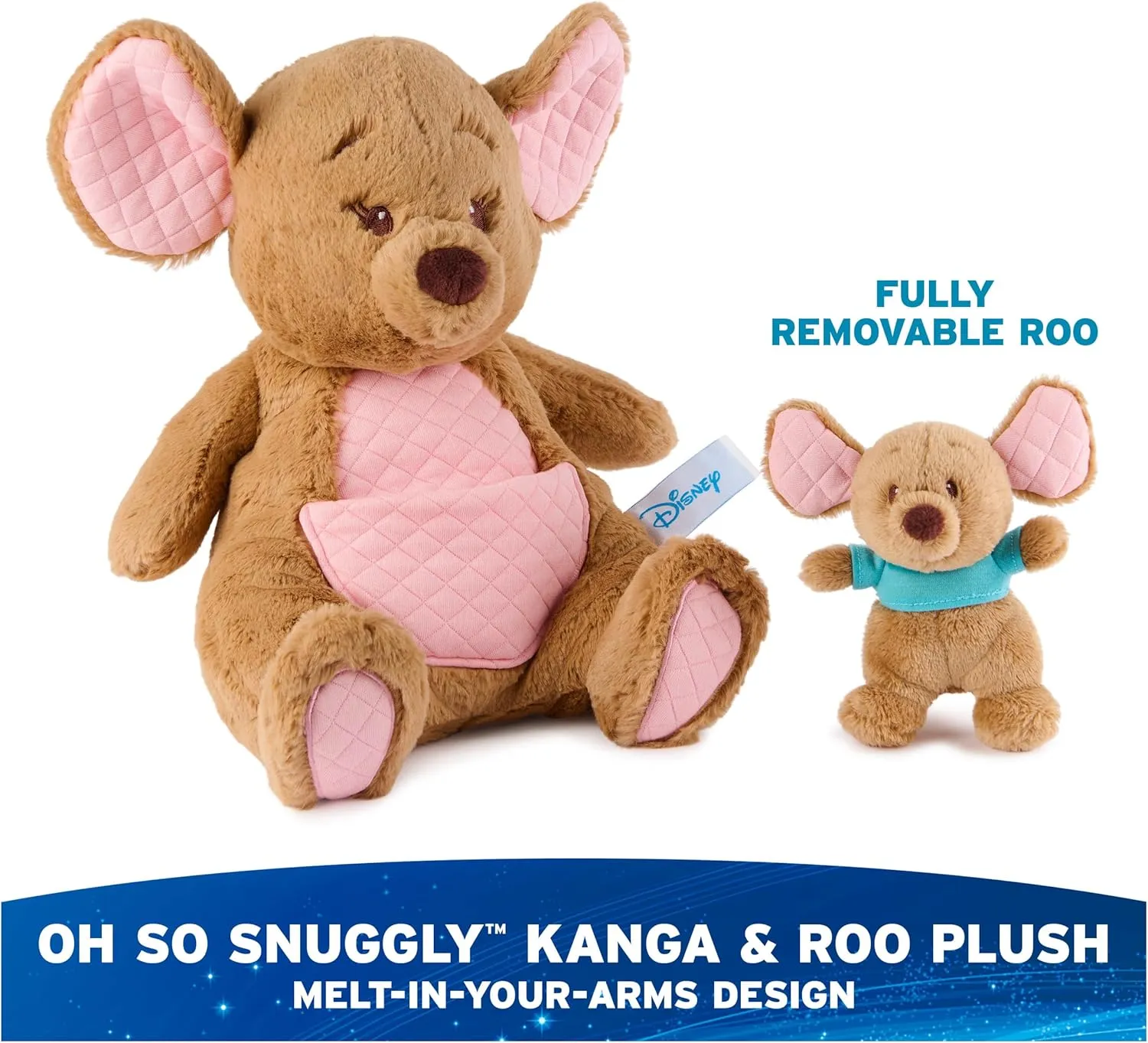 GUND Disney Official Kanga and Roo Oh So Snuggly Plush, Winnie The Pooh, Kangaroo and Baby Stuffed Animals for Ages 1 and Up, Brown, 12.5”