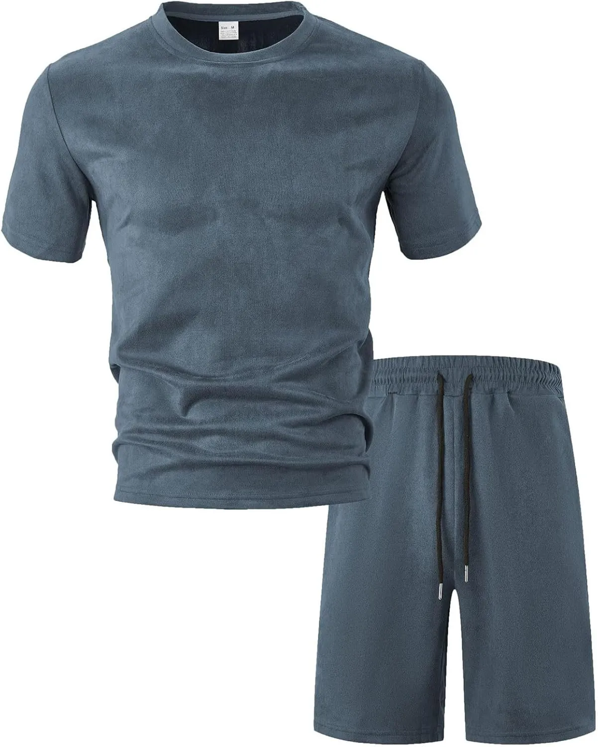 Gym Clothes Men's 2 Piece Outfits Casual Crewneck T-Shirts and Drawstring Shorts Workout Running Tracksuit Loose Fit