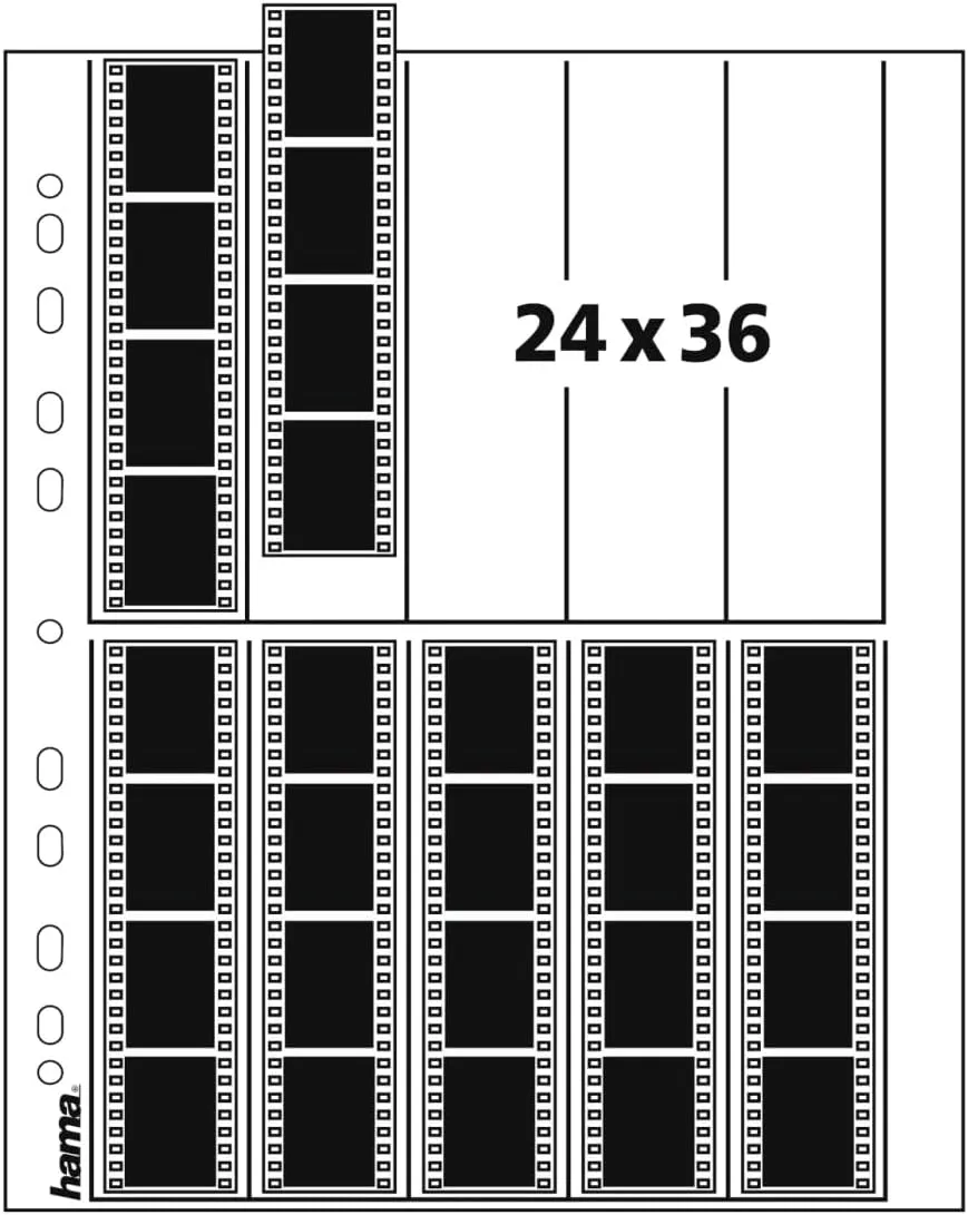 Hama 2252 Negative File Storage Sleeves, Each Holding 10 Strips of 4 (24 x 36 mm) Frames, Glassine (Pack of 25)