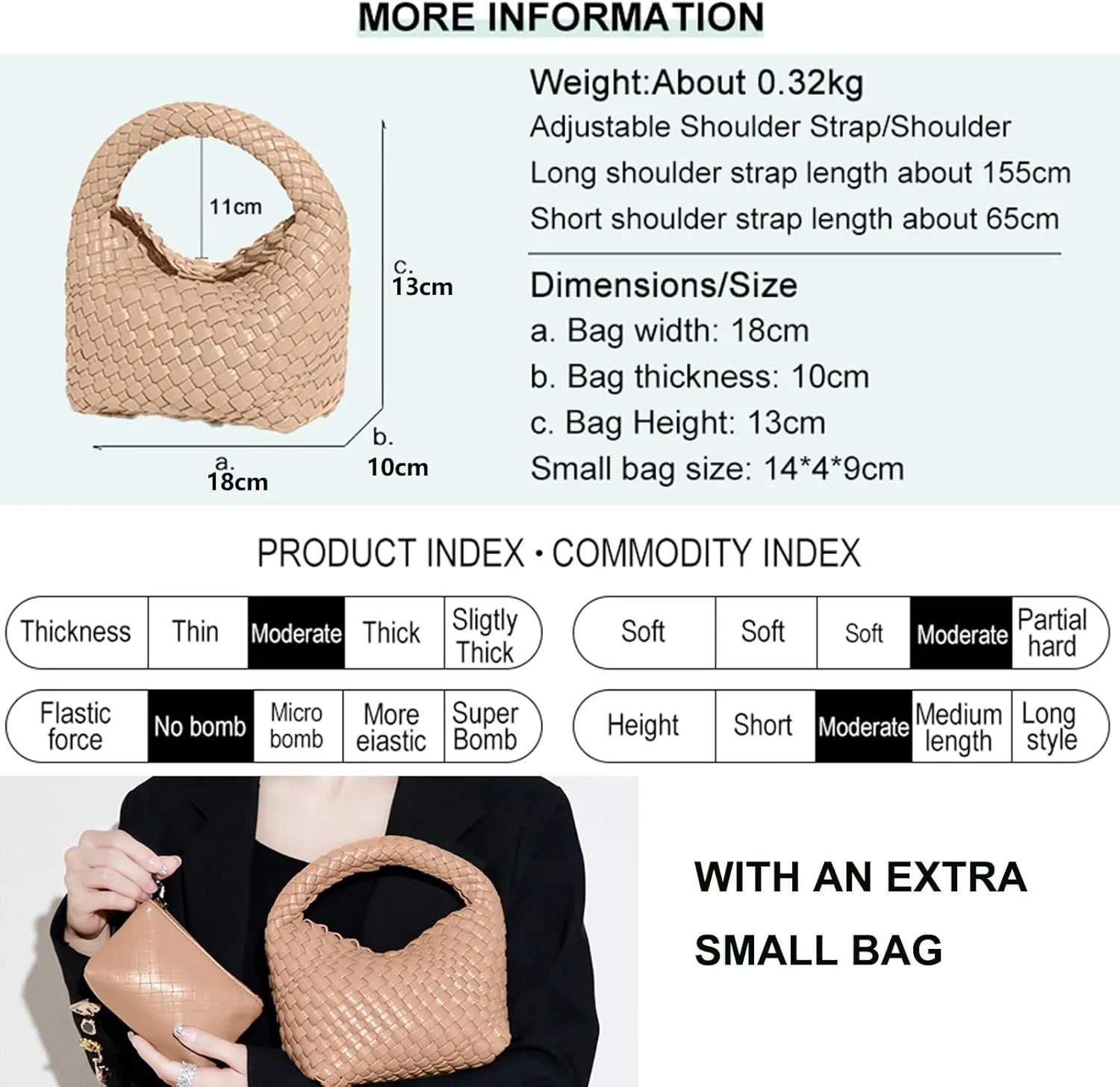 Handbags for Women Weave Vegan Leather Tote Bag With Pocket Wallet Purse Hand bag Crossbody Strap Small Bag With Compartment