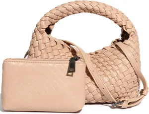 Handbags for Women Weave Vegan Leather Tote Bag With Pocket Wallet Purse Hand bag Crossbody Strap Small Bag With Compartment