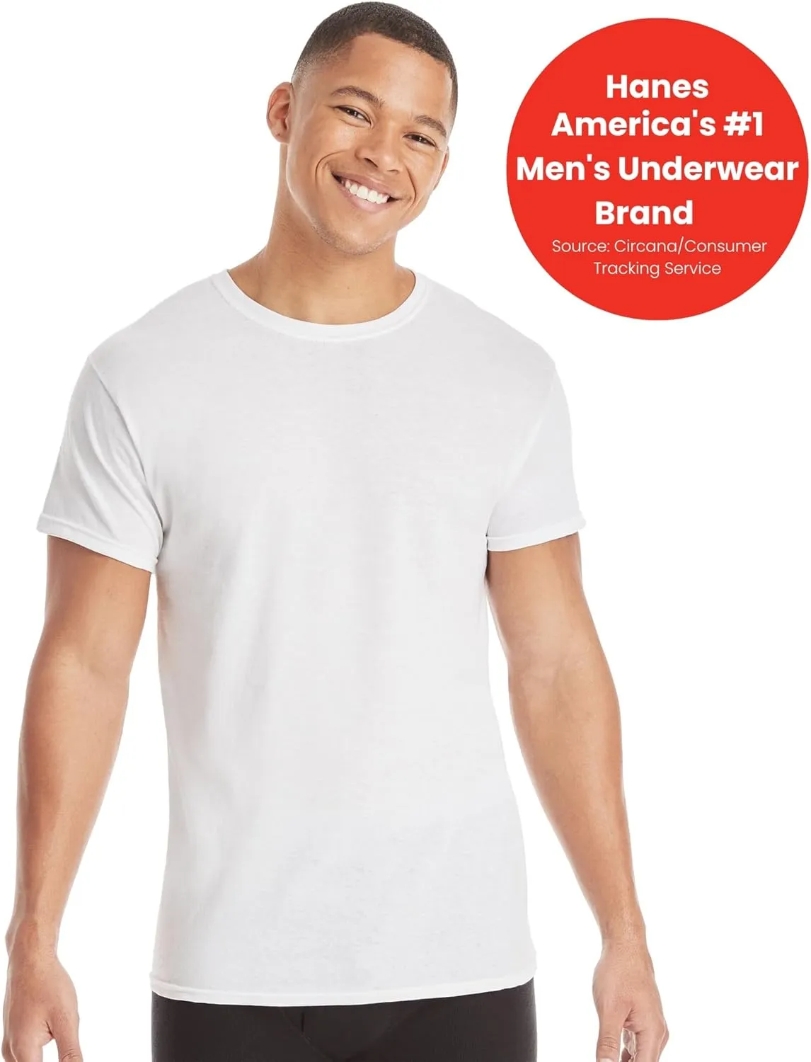 Hanes Men's Cotton, Moisture-Wicking Crew Tee Undershirts, Multi-Packs Available