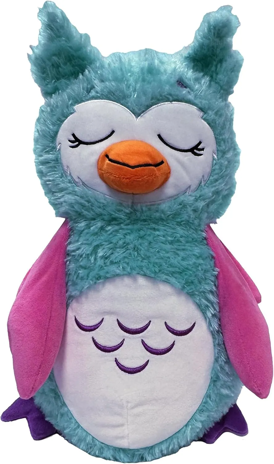 Happy Nappers: Adorable Storables - Owl - Teal & Pink - 8” Character Box & Surprise 8” Plush Toy w/Weighted Paws, Square Storage Bin, Kids Age 1 