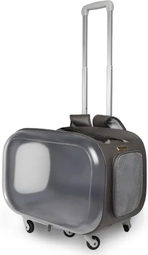HappyTails Large Rolling Pet Carrier with Wheels, Airline Approved Carrier for Dogs and Cats, Multi-Functional and Removable Pet Traveling Carrier Luggage, Grey