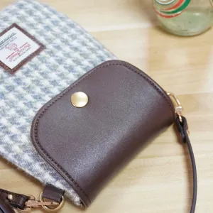 Harris Tweed Small Crossbody Bags Cell Phone Purse for Women Leather Wallet Purses with Adjustable Strap
