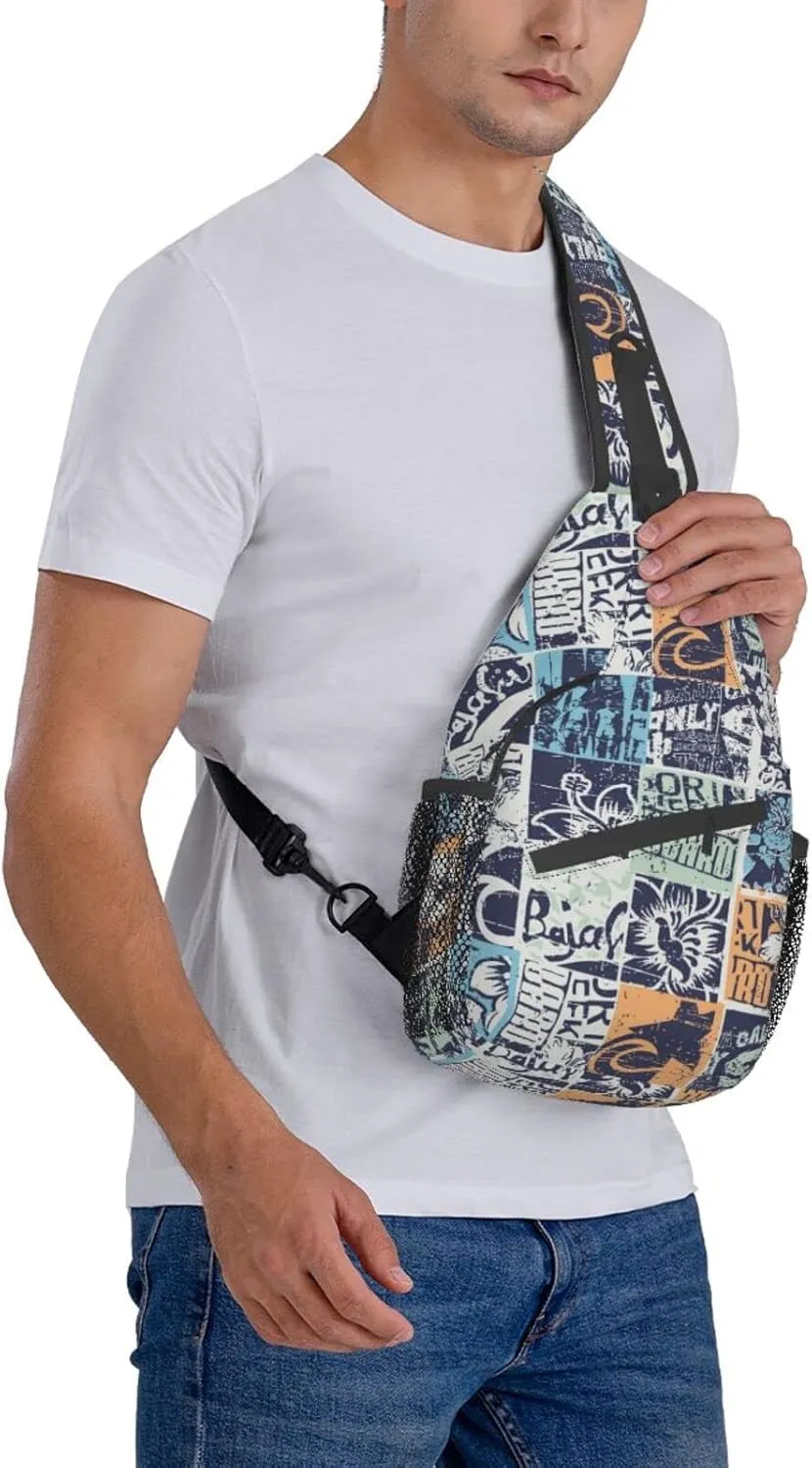 Hawaii Sling Bag Beach Crossbody Chest Daypack Casual Backpack Hawaiian Tribe Shoulder Bag For Travel Picnic