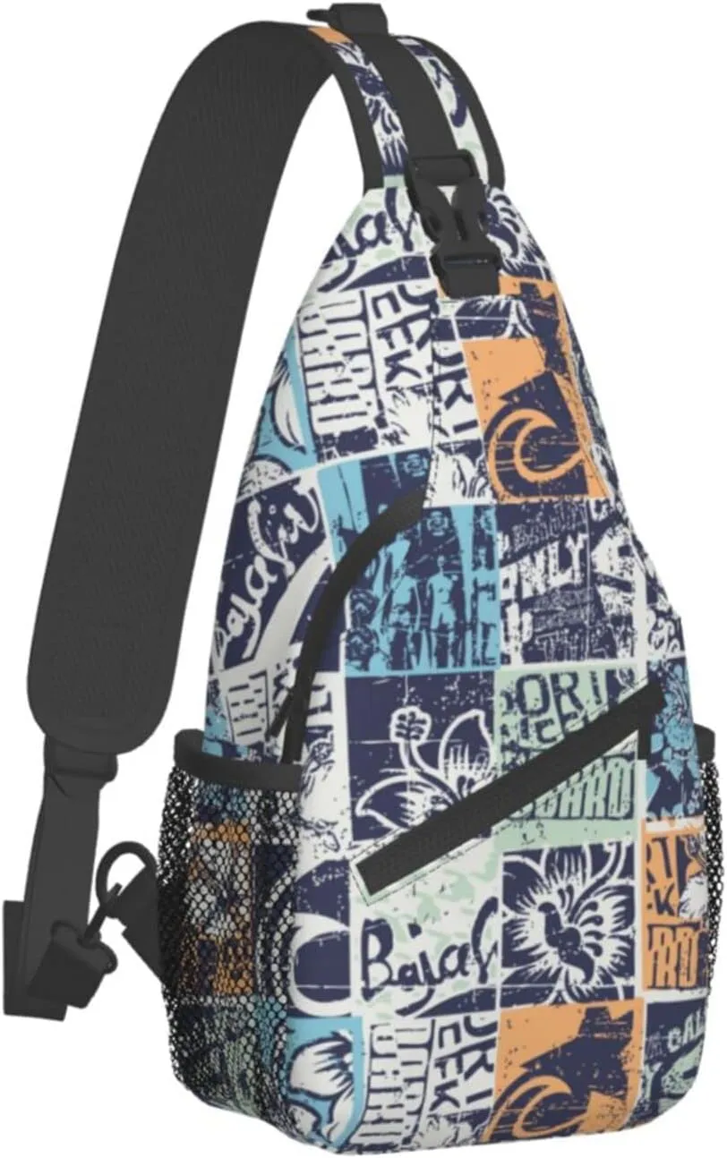 Hawaii Sling Bag Beach Crossbody Chest Daypack Casual Backpack Hawaiian Tribe Shoulder Bag For Travel Picnic