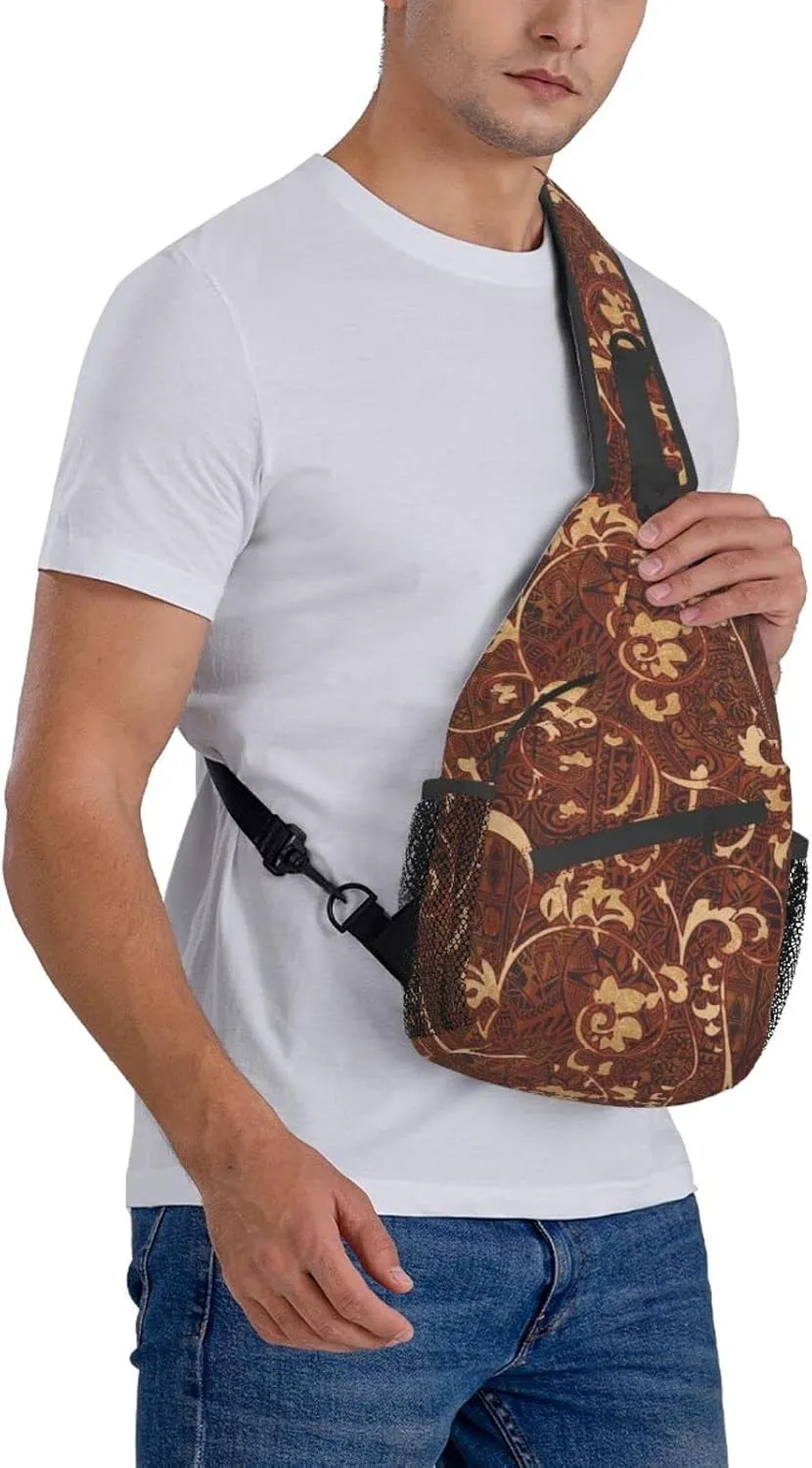 Hawaii Sling Bag Beach Crossbody Chest Daypack Casual Backpack Hawaiian Tribe Shoulder Bag For Travel Picnic