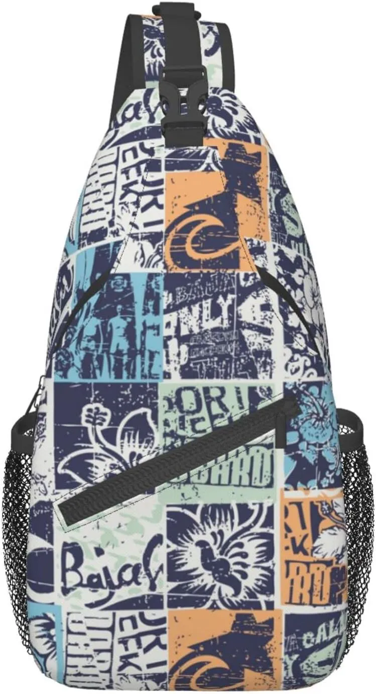 Hawaii Sling Bag Beach Crossbody Chest Daypack Casual Backpack Hawaiian Tribe Shoulder Bag For Travel Picnic