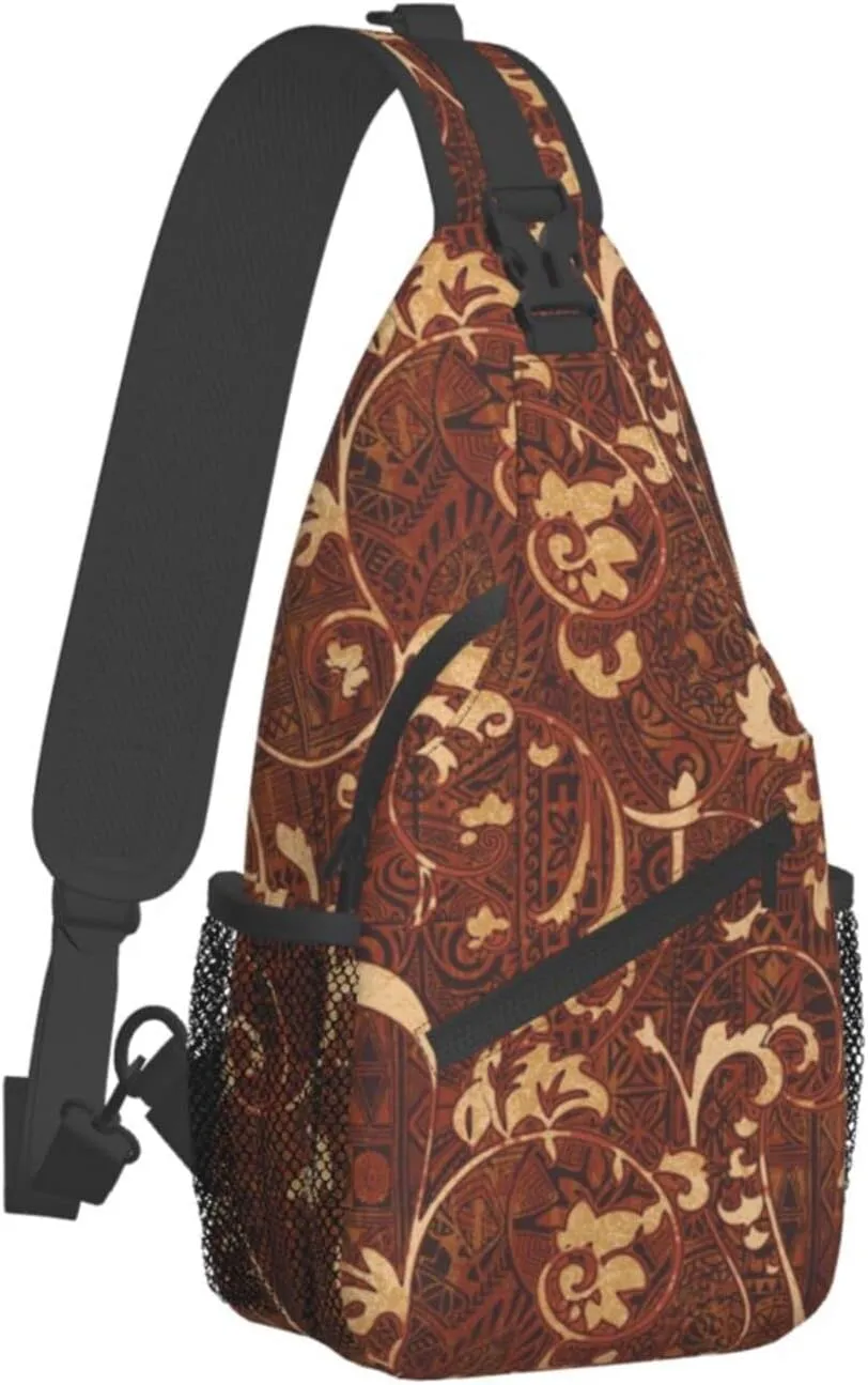 Hawaii Sling Bag Beach Crossbody Chest Daypack Casual Backpack Hawaiian Tribe Shoulder Bag For Travel Picnic