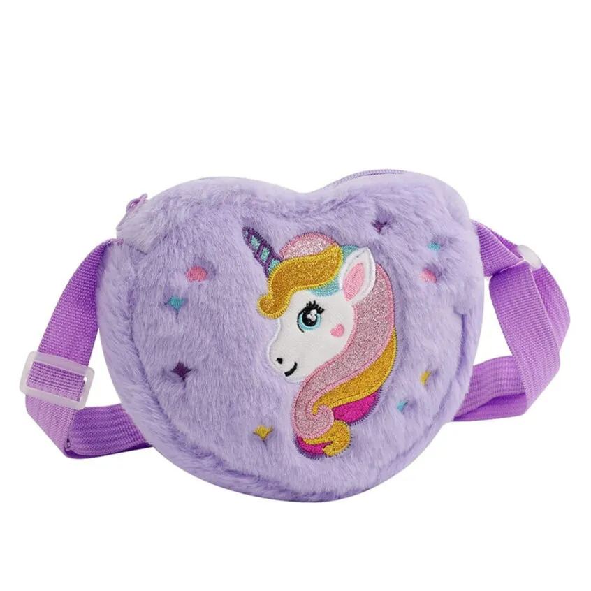 Heart-Shaped Unicorn Cartoon Shoulder Bag(17016)