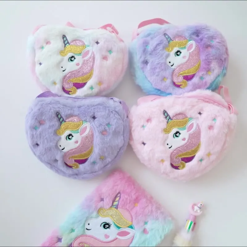 Heart-Shaped Unicorn Cartoon Shoulder Bag(17016)