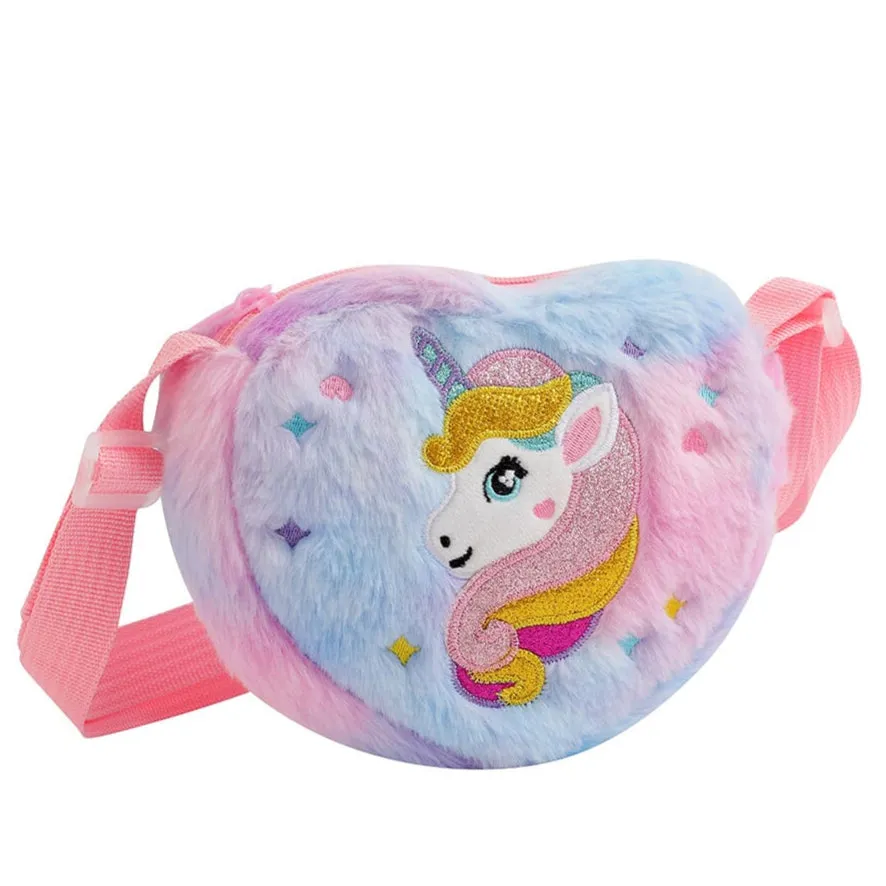 Heart-Shaped Unicorn Cartoon Shoulder Bag(17016)