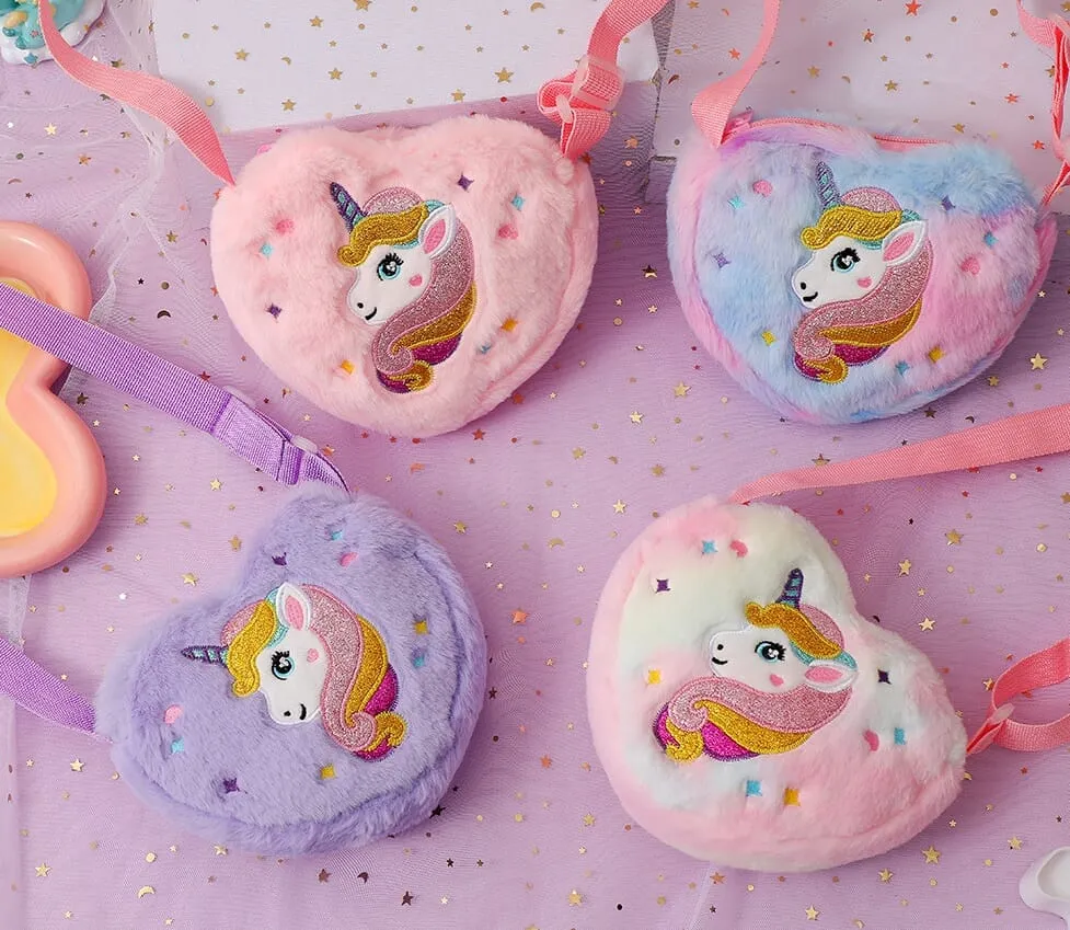 Heart-Shaped Unicorn Cartoon Shoulder Bag(17016)