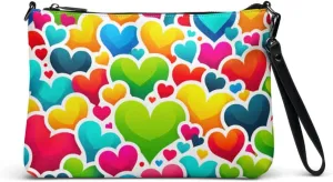 Hearts Bag Colorful Bright Multicolored Hearts Bounce Playful Cross Body Bag