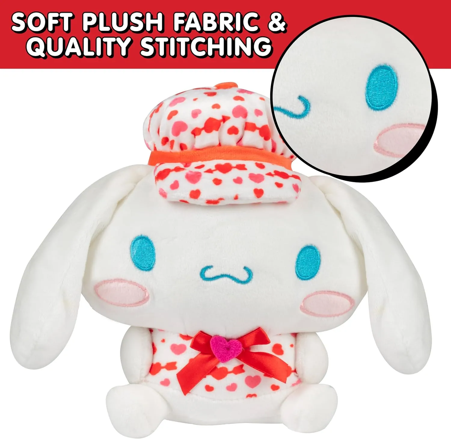 Hello Kitty and Friends 8" Cinnamoroll Plush w/Heart Outfit - 2025 Limited Edition Officially Licensed Sanrio - Cute Soft Doll Stuffed Animal Toy - Gift for Kids, Girls, Girlfriend, Mother, Mom