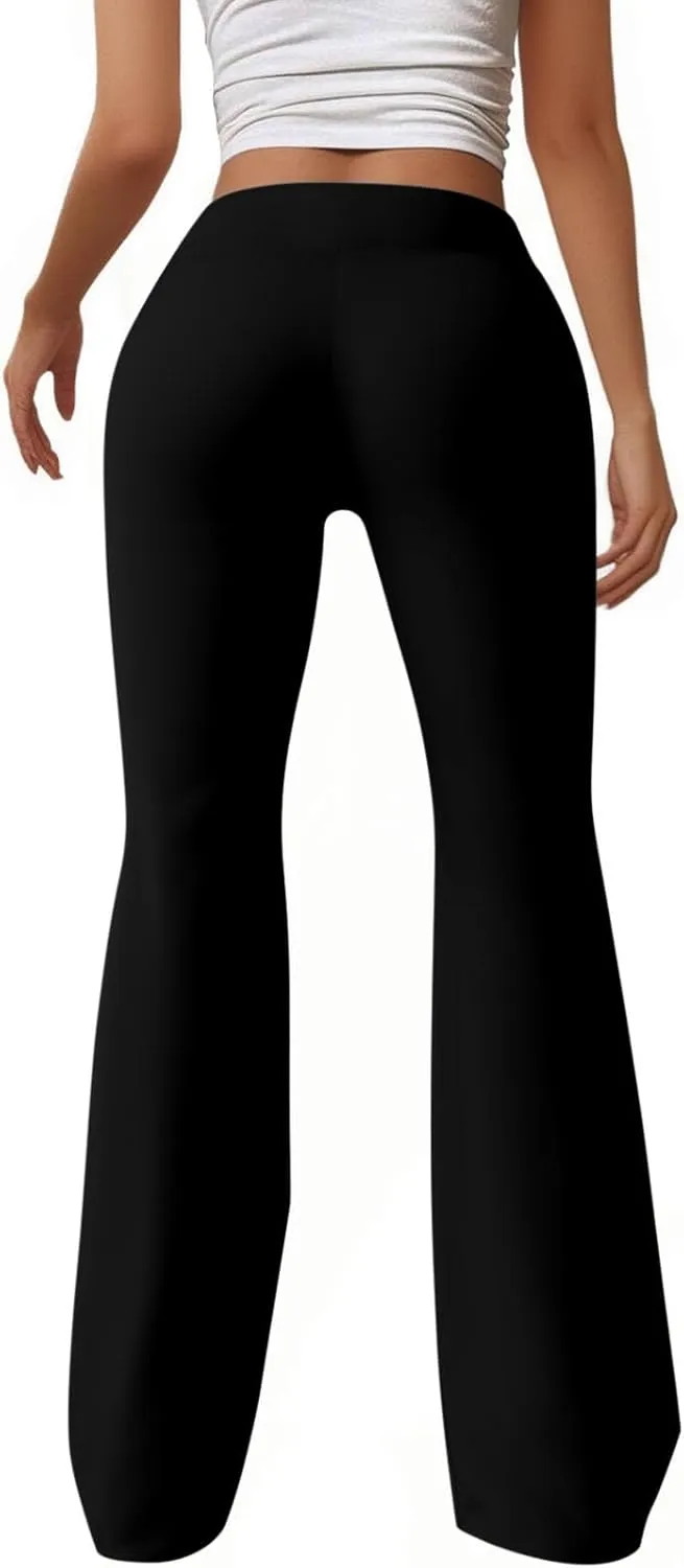 HGps8w Flared Yoga Pants for Women Drawstring High Waisted Casual Bootcut Leggings Comfy Lounge Sweatpants