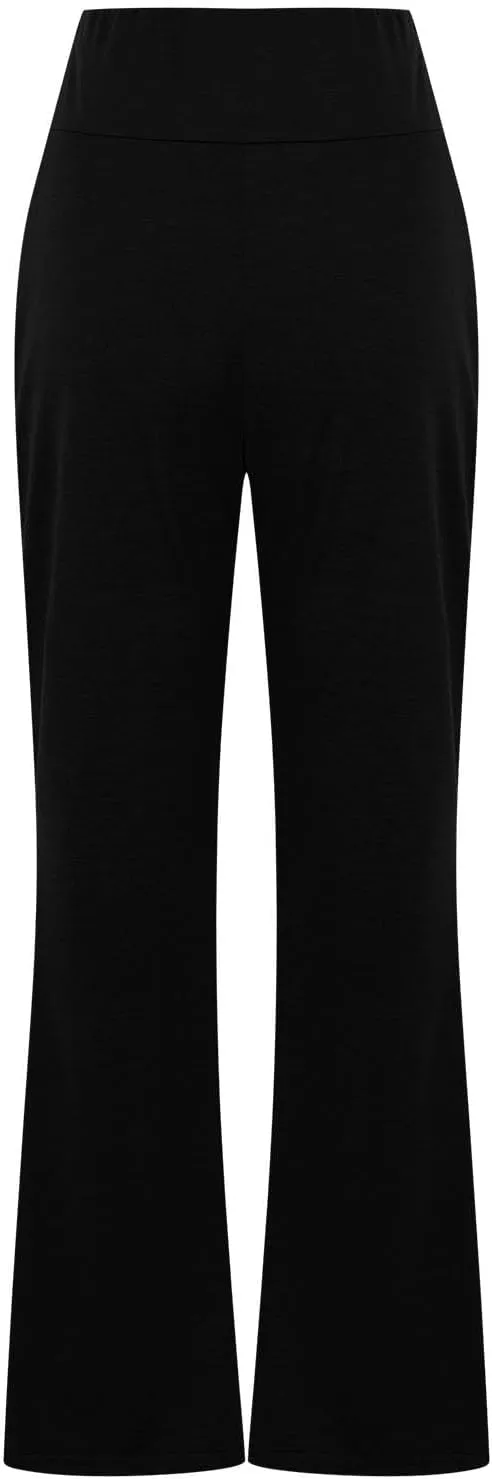 HGps8w Flared Yoga Pants for Women Drawstring High Waisted Casual Bootcut Leggings Comfy Lounge Sweatpants