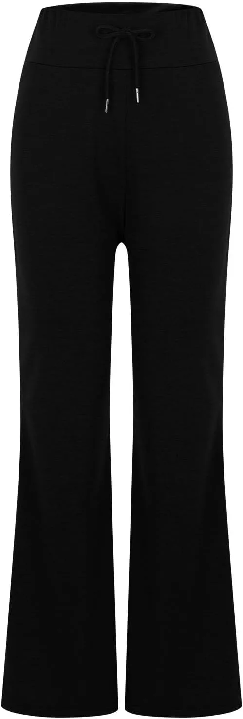 HGps8w Flared Yoga Pants for Women Drawstring High Waisted Casual Bootcut Leggings Comfy Lounge Sweatpants
