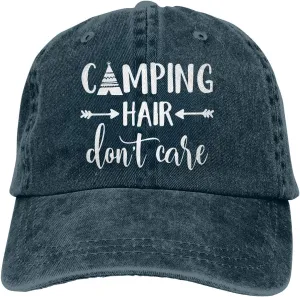 HHNLB Unisex Camping Hair Don t Care 1 Vintage Jeans Baseball Cap Classic Cotton Dad Hat Adjustable Plain Cap