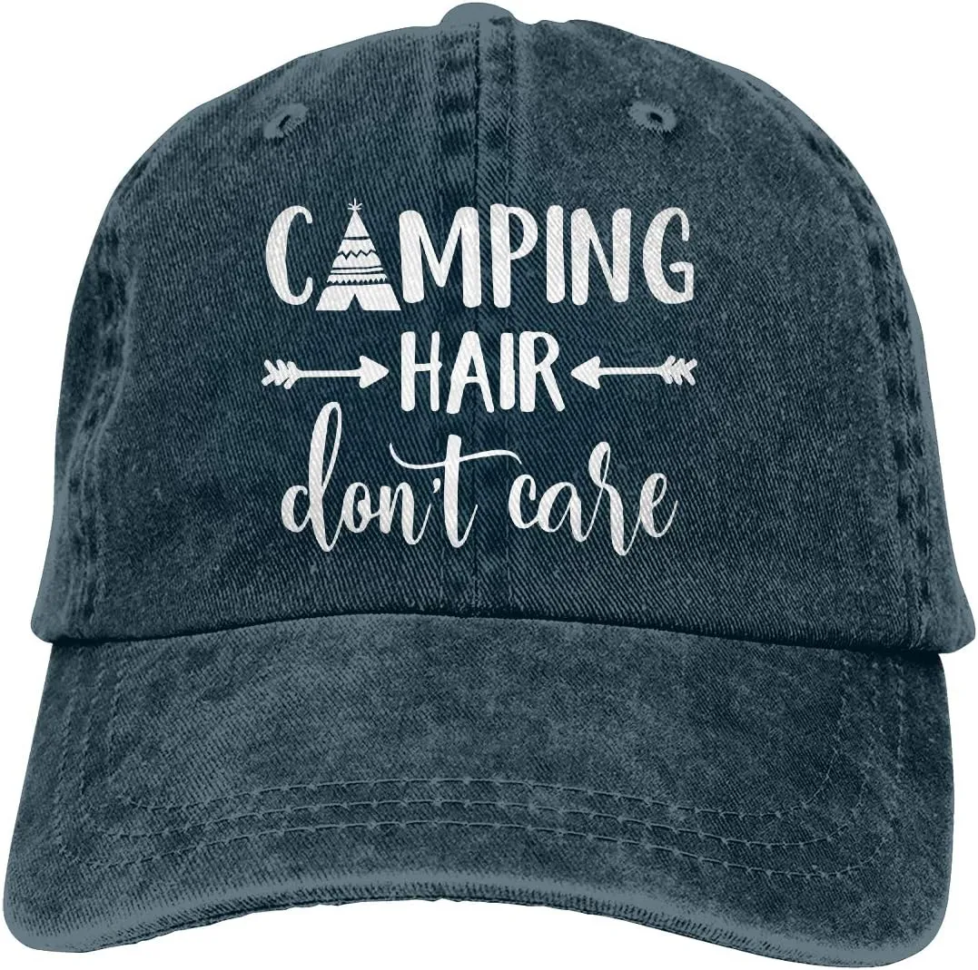 HHNLB Unisex Camping Hair Don t Care 1 Vintage Jeans Baseball Cap Classic Cotton Dad Hat Adjustable Plain Cap