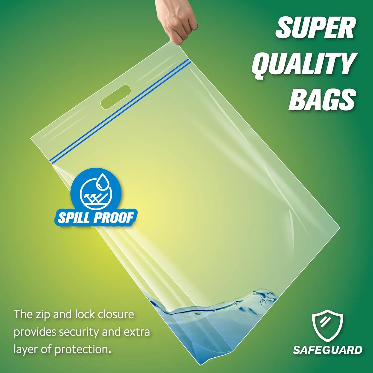 HIBAG 25 Gallon Jumbo Storage Bags, 35” x 24” Resealable Clear Bags with Handle, Extra Large XL Heavy Duty for Clothes Pillow Travel Moving, Pack of 5