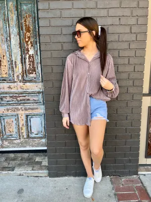 High Rise Distressed Denim Shorts- Light Wash