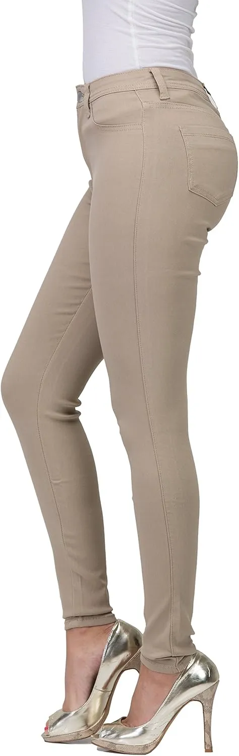 High Waisted Jeans for Women Stretch Skinny Colored Long Pants Plus Size Black White Khaki
