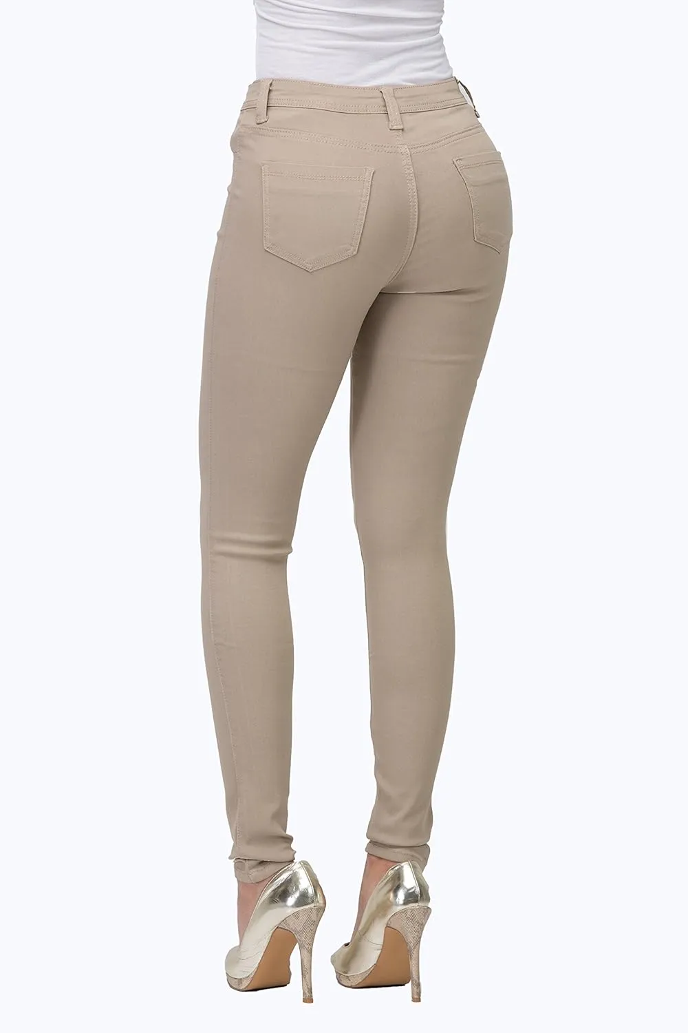 High Waisted Jeans for Women Stretch Skinny Colored Long Pants Plus Size Black White Khaki