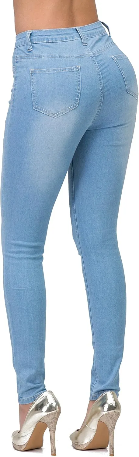 High Waisted-Rise Colored Stretch Skinny Destroyed Ripped Distressed Jeans for Women Olive Mustard RED