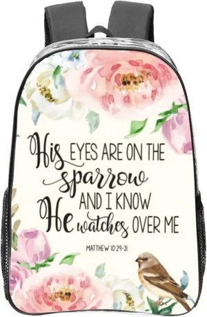 His Eyes Are On The Sparrow Clear Backpack - Lightweight Transparent Backpack For Work, Travel & Stadium Events
