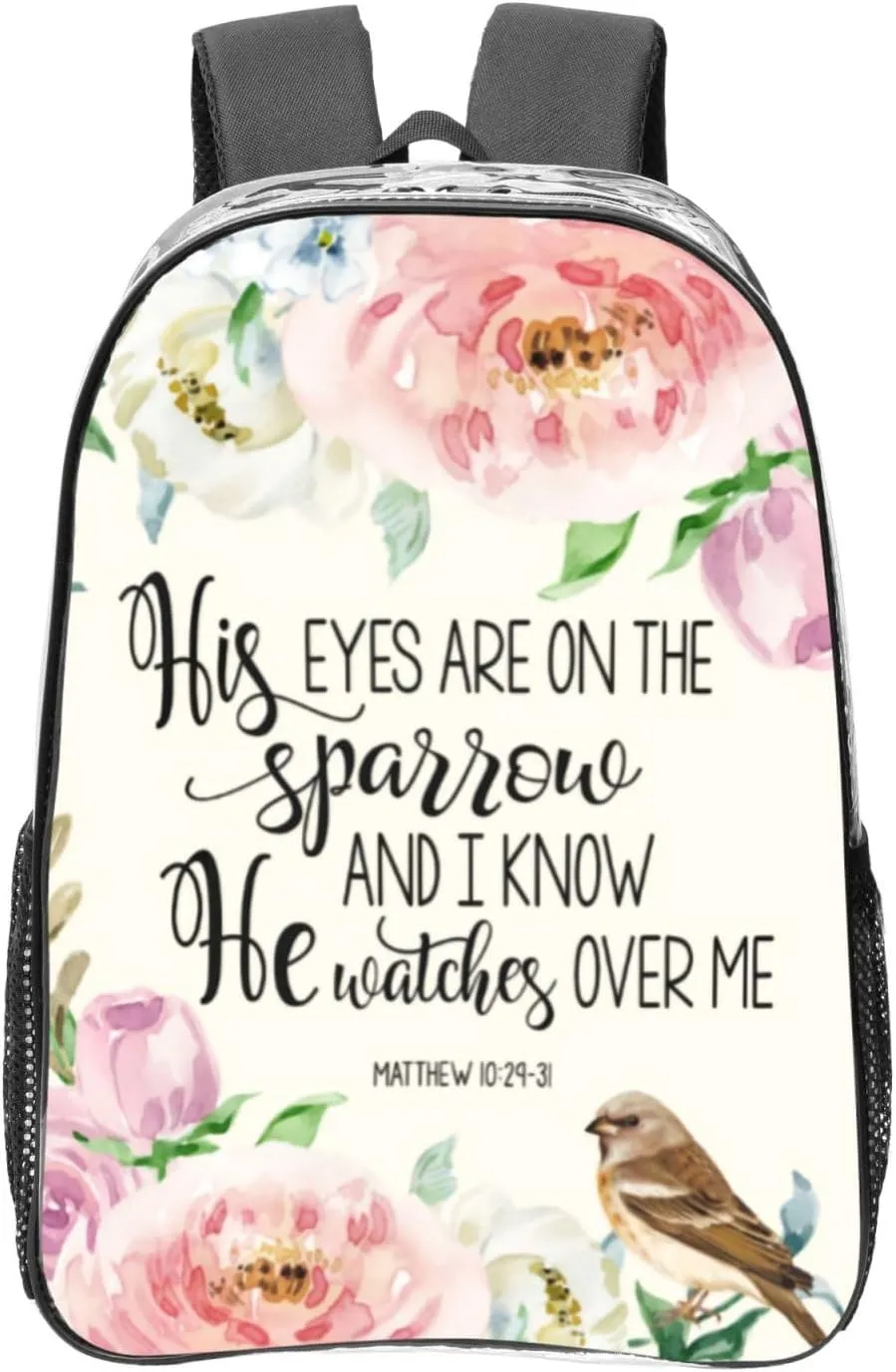 His Eyes Are On The Sparrow Clear Backpack - Lightweight Transparent Backpack For Work, Travel & Stadium Events