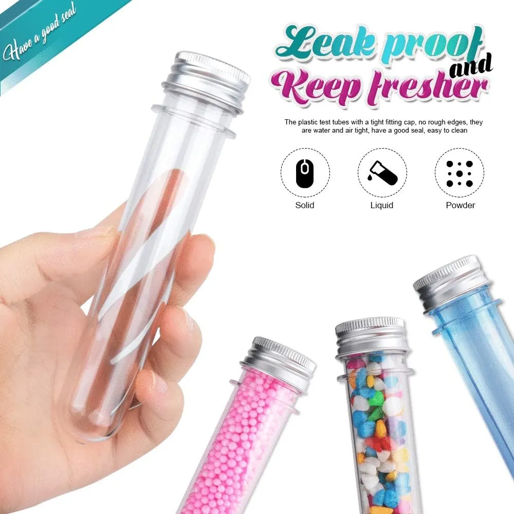 HNYYZL 20PCS Test Tubes,45ml Clear Plastic Test Tubes with Screw Caps,25x140mm Tube for Scientific Experiments,Party Decoration,Candy,Bath Salt