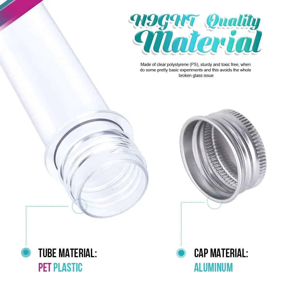HNYYZL 20PCS Test Tubes,45ml Clear Plastic Test Tubes with Screw Caps,25x140mm Tube for Scientific Experiments,Party Decoration,Candy,Bath Salt