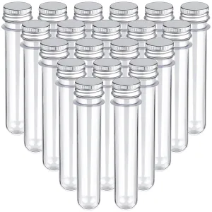 HNYYZL 20PCS Test Tubes,45ml Clear Plastic Test Tubes with Screw Caps,25x140mm Tube for Scientific Experiments,Party Decoration,Candy,Bath Salt