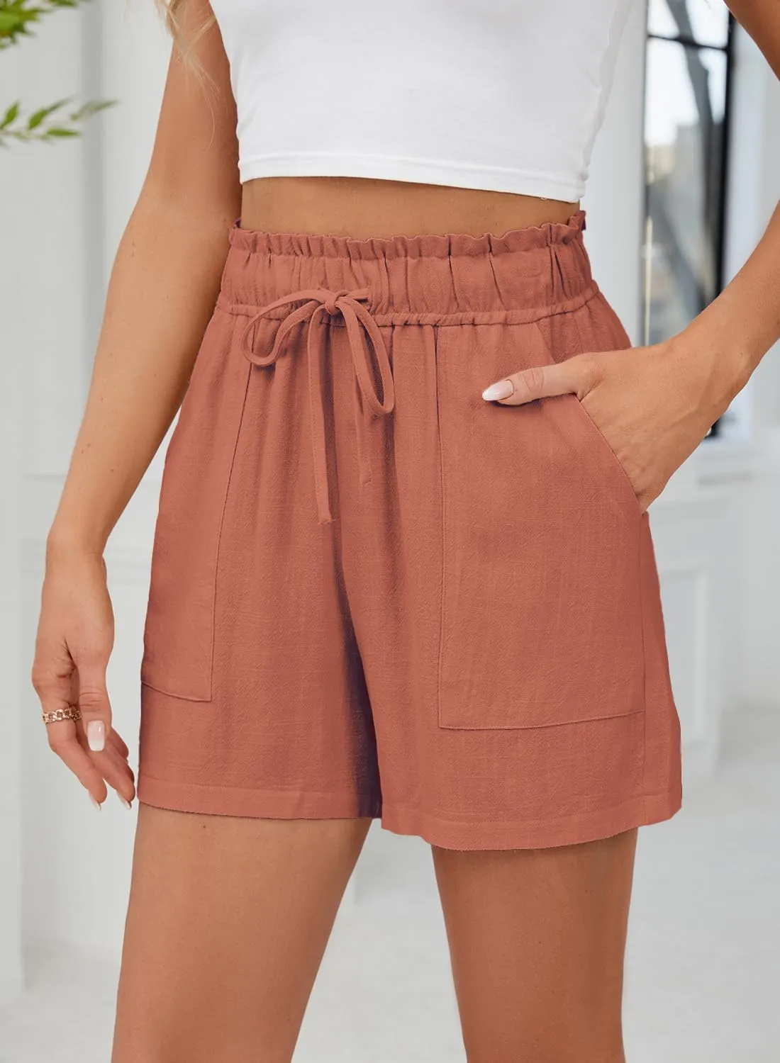 Hody Lovy Linen Beach Vacation Shorts for Women Dressy Casual Summer Outfits 2025 Comfy Trendy Clothing