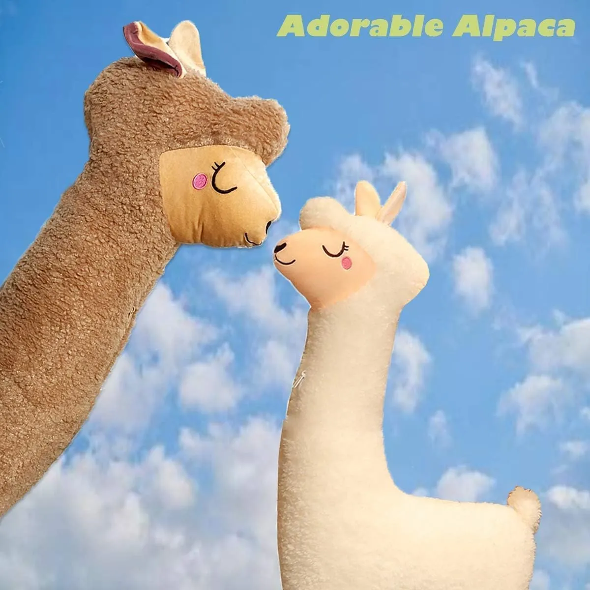 Hofun4U Llama Plush Pillow, 51 Inch Alpaca Plush Long Body Pillow, Alpaca Stuffed Animal, Christmas Holiday Birthday Gift (White)