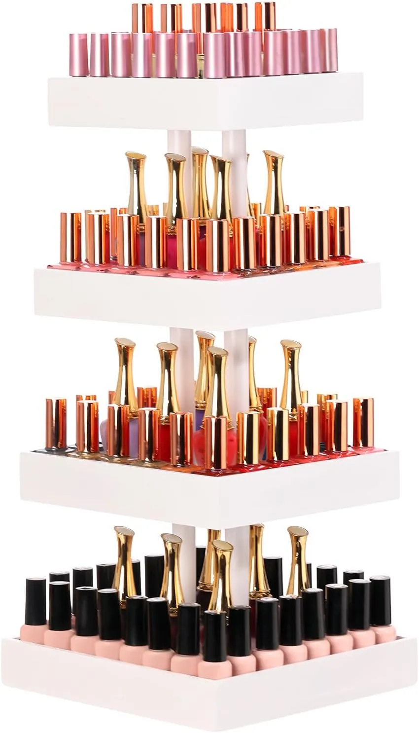 Homde Nail Polish Organizer for 120-212 Bottles, 360 Rotating Nail Polish Rack Holder, Display Storage Shelf for Fingernail Stand and Essential Oil, Gifts for Women Girls- Bamboo,White