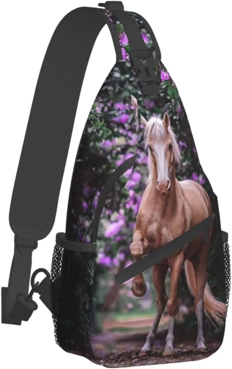 Horse Sling Bag Animal Crossbody Chest Daypack Casual Backpack Horse Shoulder Bag Horse Hiking Bag Cute Bag
