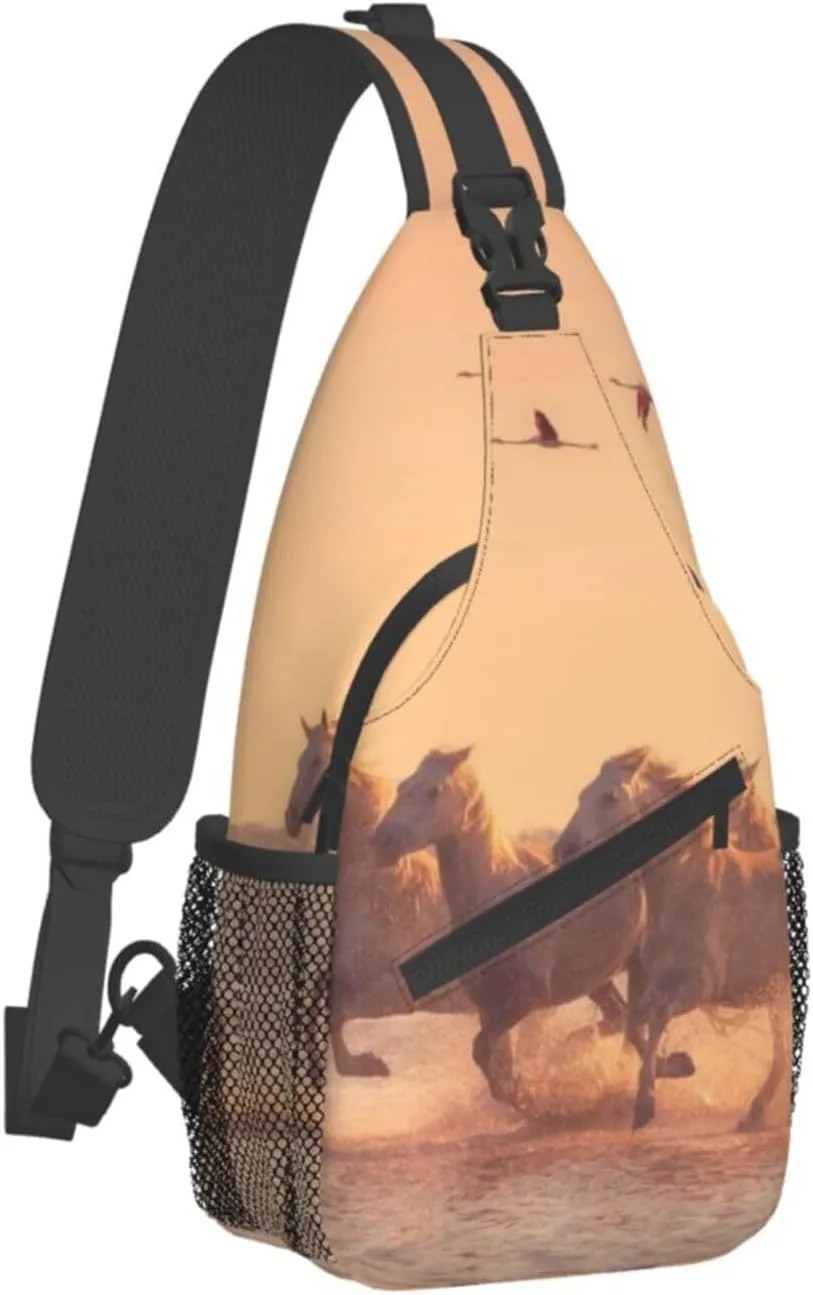 Horse Sling Bag Animal Crossbody Chest Daypack Casual Backpack Horse Shoulder Bag Horse Hiking Bag Cute Bag