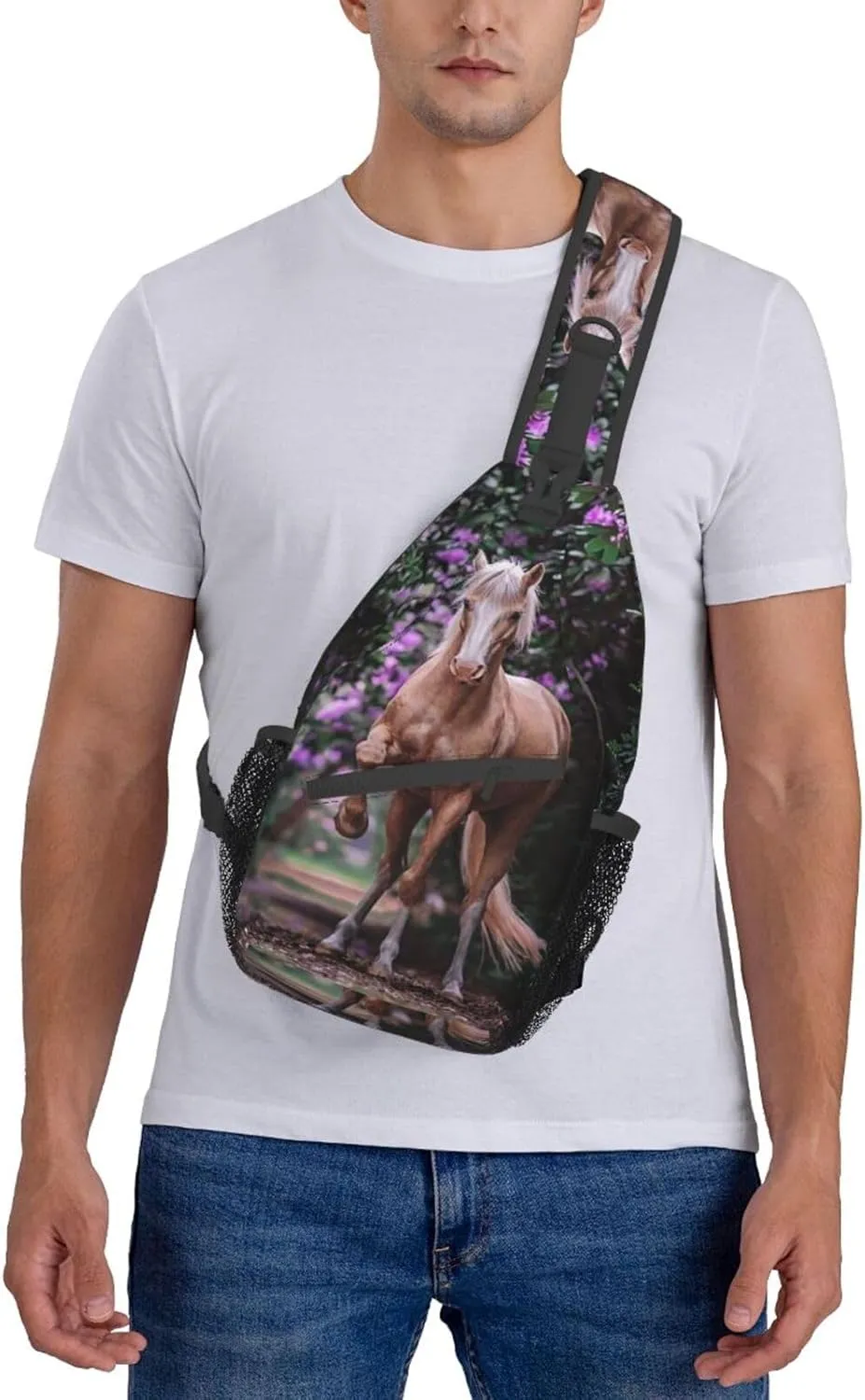 Horse Sling Bag Animal Crossbody Chest Daypack Casual Backpack Horse Shoulder Bag Horse Hiking Bag Cute Bag