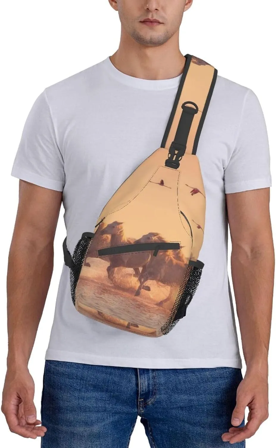 Horse Sling Bag Animal Crossbody Chest Daypack Casual Backpack Horse Shoulder Bag Horse Hiking Bag Cute Bag