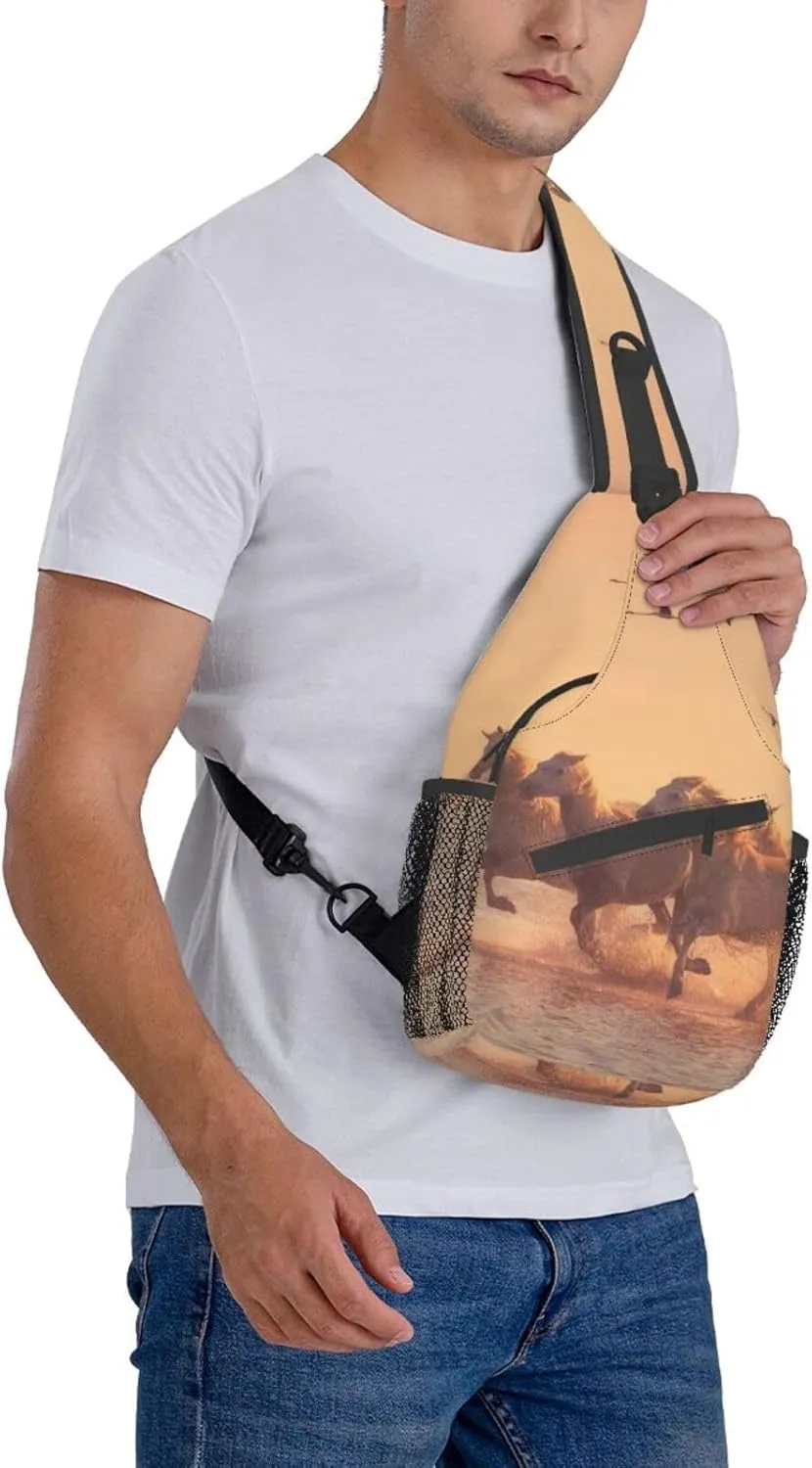 Horse Sling Bag Animal Crossbody Chest Daypack Casual Backpack Horse Shoulder Bag Horse Hiking Bag Cute Bag