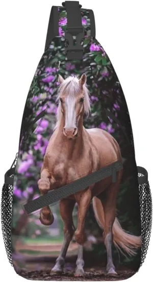 Horse Sling Bag Animal Crossbody Chest Daypack Casual Backpack Horse Shoulder Bag Horse Hiking Bag Cute Bag
