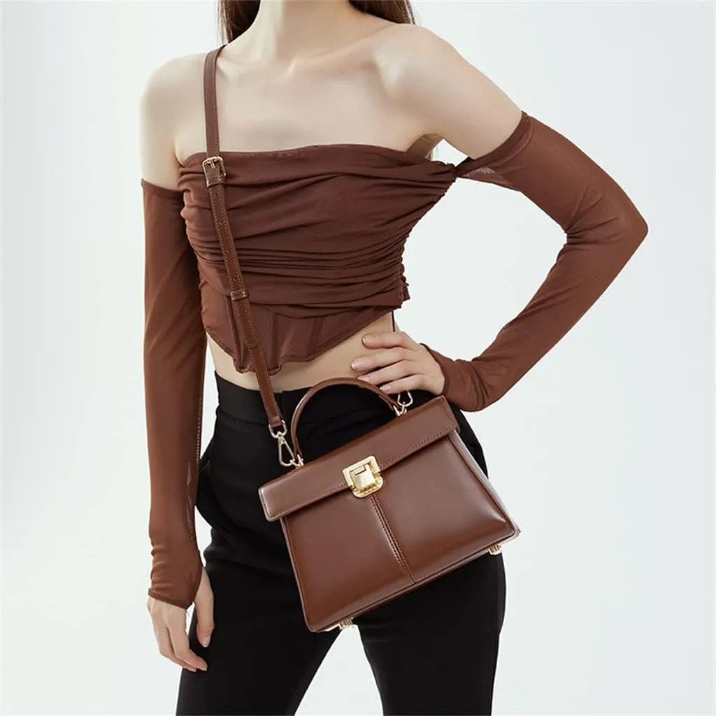 Horseshoe Buckle Work Commuting Leather Bag Texture Tote Sigle Shoulder Crossbody Bag Bag