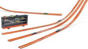 Hot Wheels Car & Mega Track Pack with Race Case 9 Toy Cars, 40FT Track, Connectors and Display with Race Feature and Toy Storage Gift for Kids