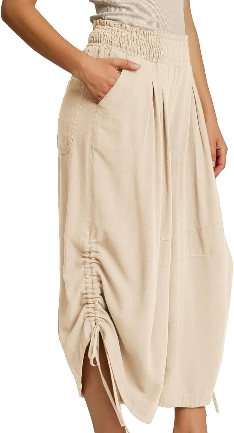 HOTIAN Women's Cotton Linen Boho Pants Summer High Waisted Casual High Waist Lounge Harem Pant 2025