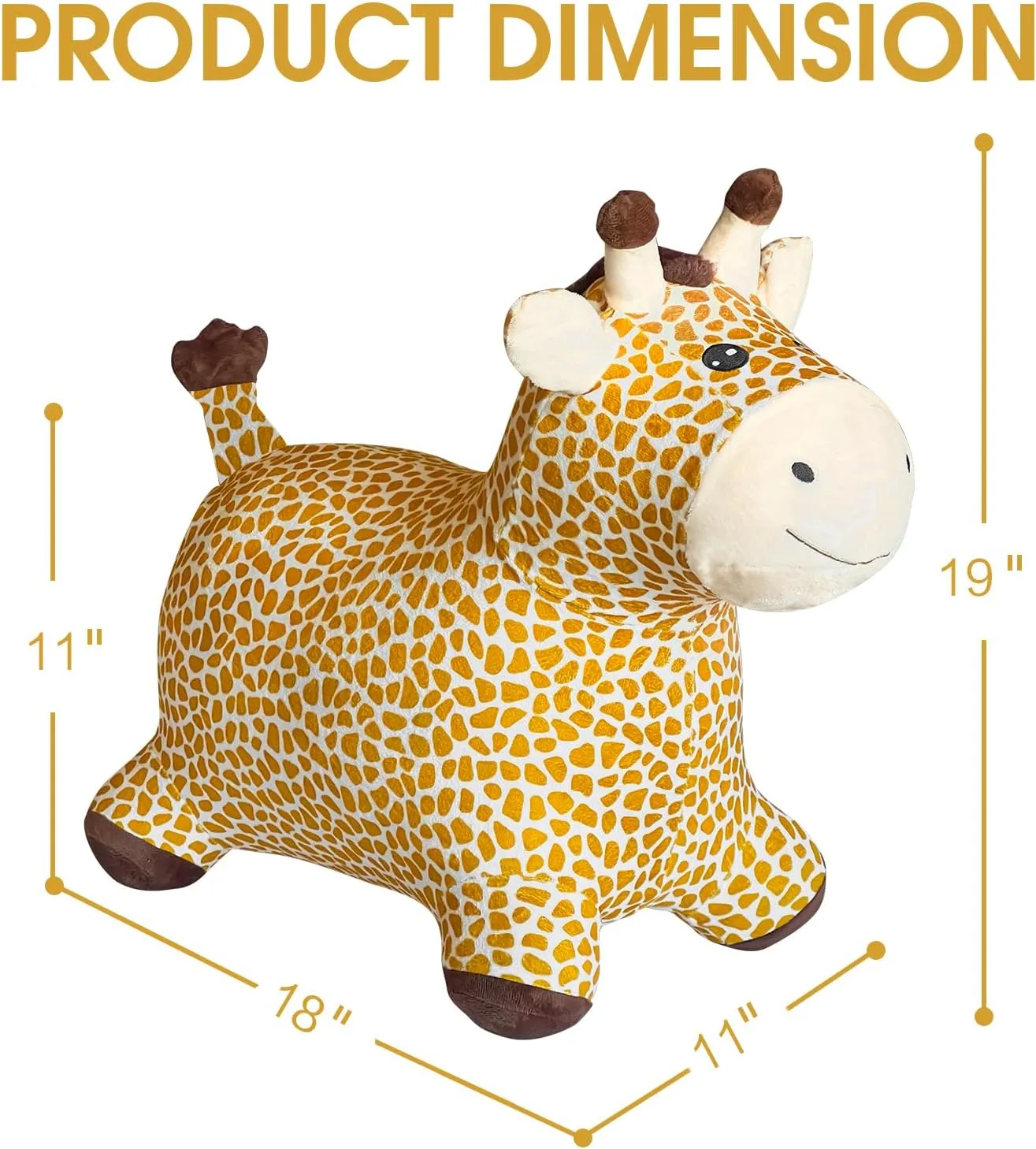 HotMax Giraffe Bouncy Horse Toy, Inflatable Plush Bouncing Horse for Toddlers, Outdoor Ride on Bouncy Animals, Birthday Gift for 18 Months 2 3 4 Year Old Boy or Girl
